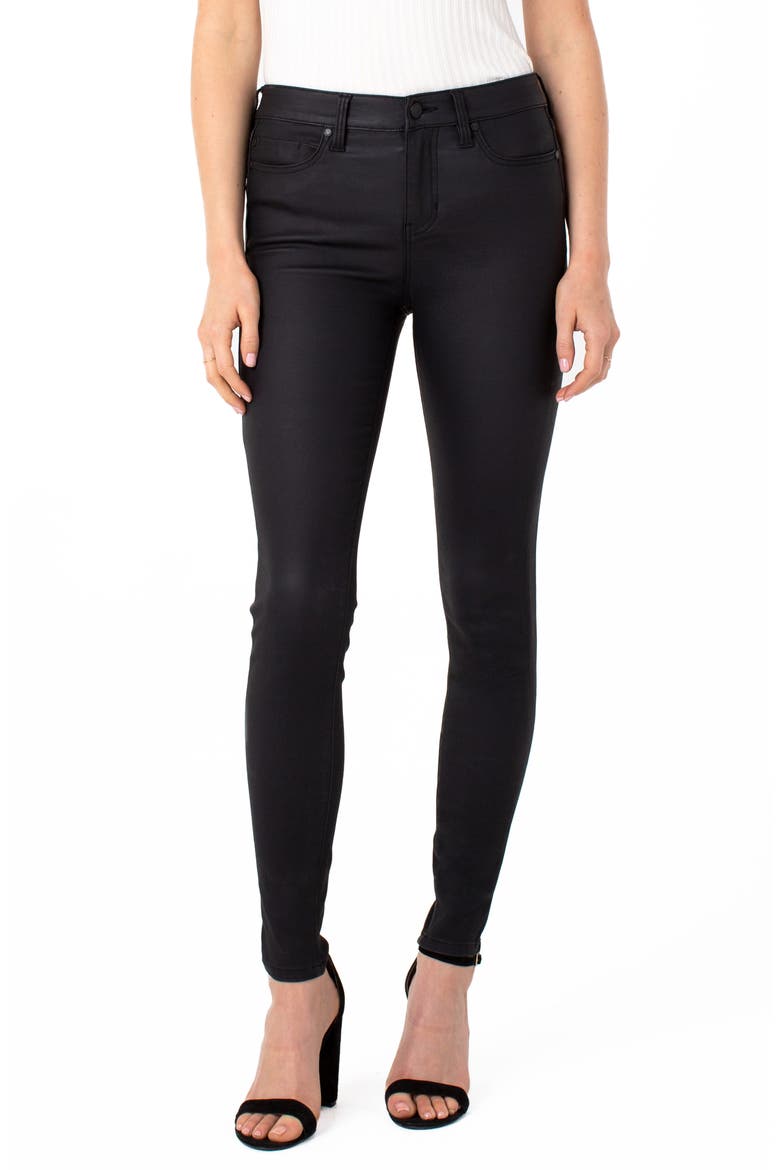 Abby Coated High Waist Skinny Jeans, Main, color, BLACK
