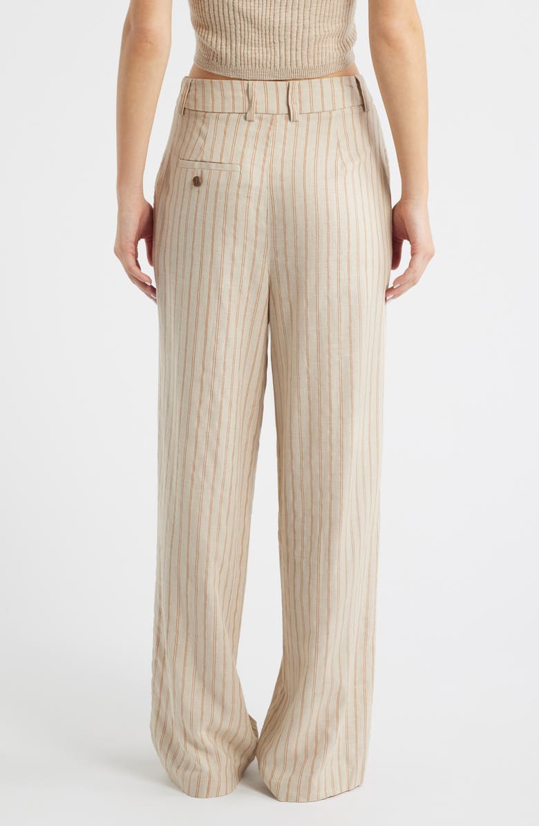Topshop Stripe Wide Leg Pants, Alternate, color, Cream