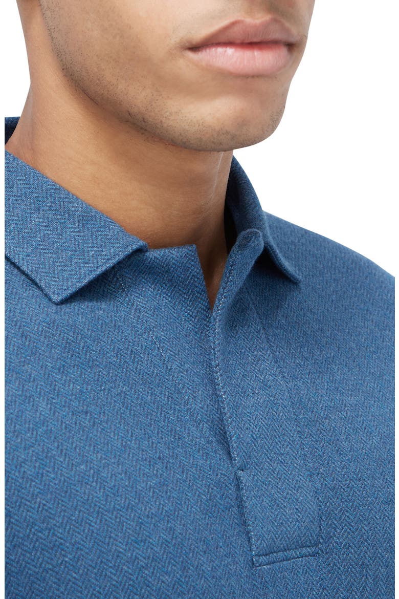 Long Sleeve Cotton Blend Polo, Alternate, color, TEAL