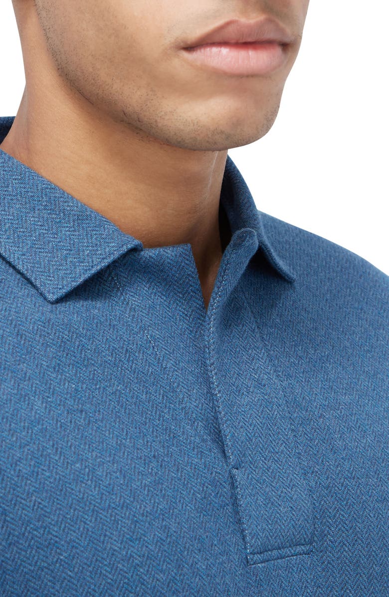 Bugatchi Long Sleeve Cotton Blend Polo, Alternate, color, Teal