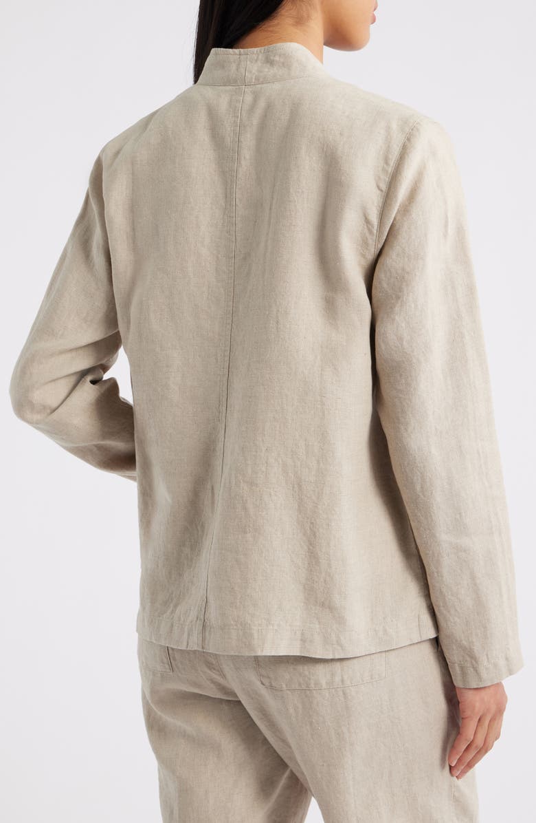 Eileen Fisher High Collar Organic Linen Jacket, Alternate, color, Undyed Natural