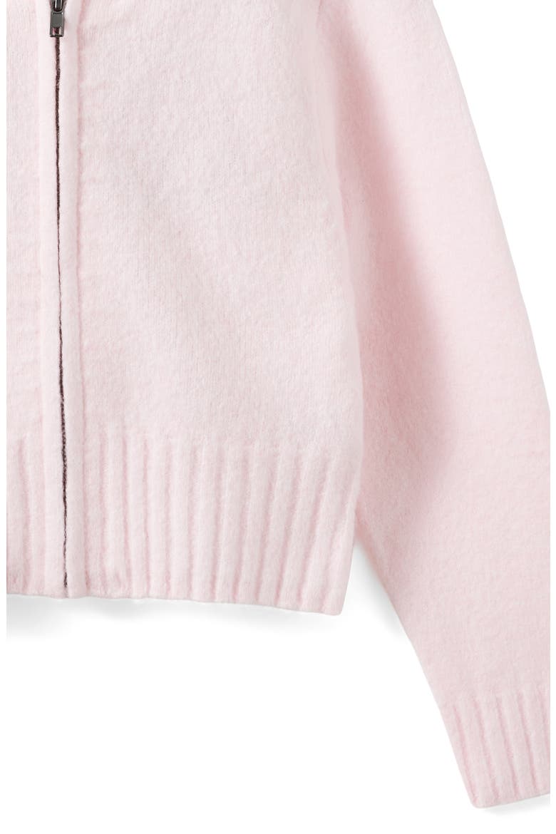 Kid's Knitted Zip Through Hoodie, Alternate, color, Tea Party Pink
