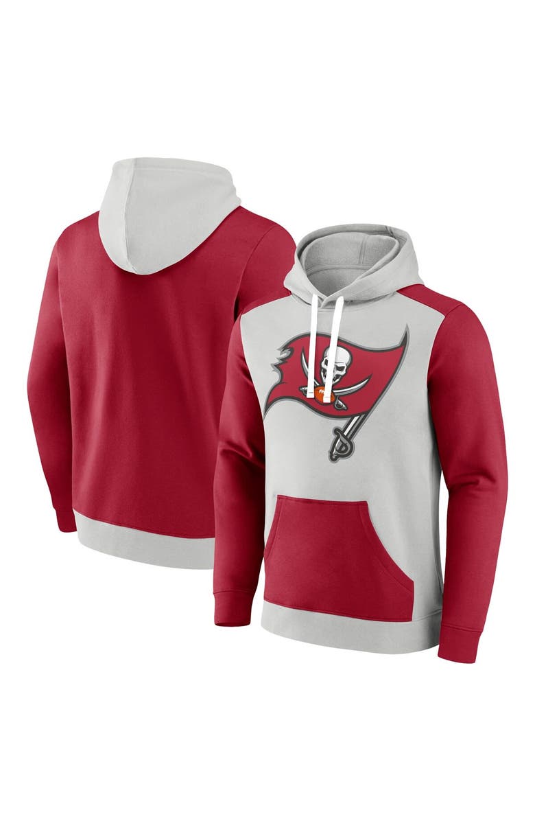 FANATICS Men's Fanatics Branded Silver/Red Tampa Bay Buccaneers Big & Tall Team Fleece Pullover Hoodie, Main, color,