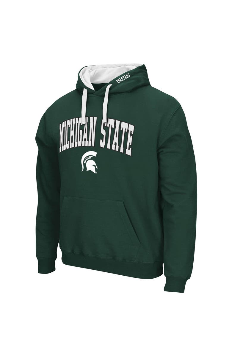 COLOSSEUM Men's Colosseum Green Michigan State Spartans Big & Tall Arch & Logo 2.0 Pullover Hoodie, Alternate, color, 