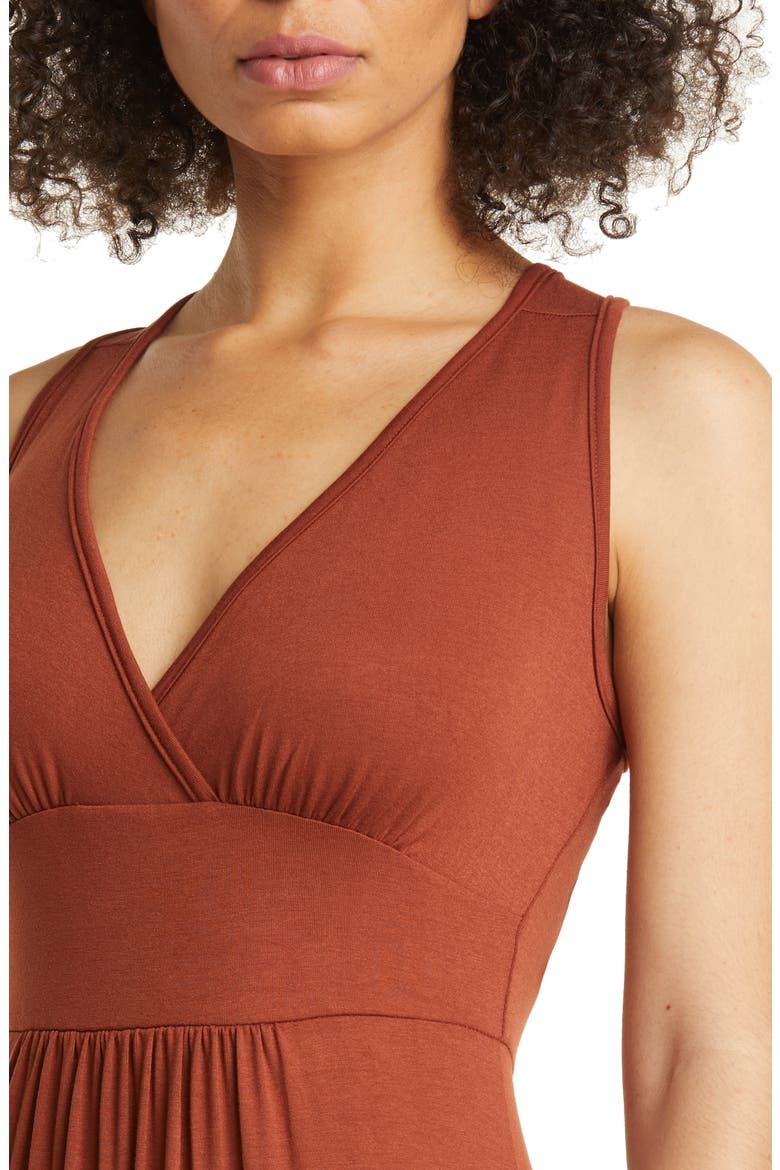 V-Neck Jersey Maxi Dress, Alternate, color, HAZELNUT