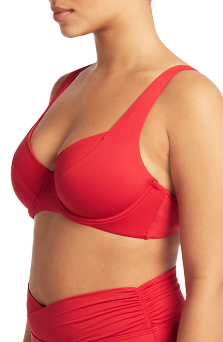 Sea Level Essentials C- & D-Cup Underwire Bikini Top, Alternate, color, Red