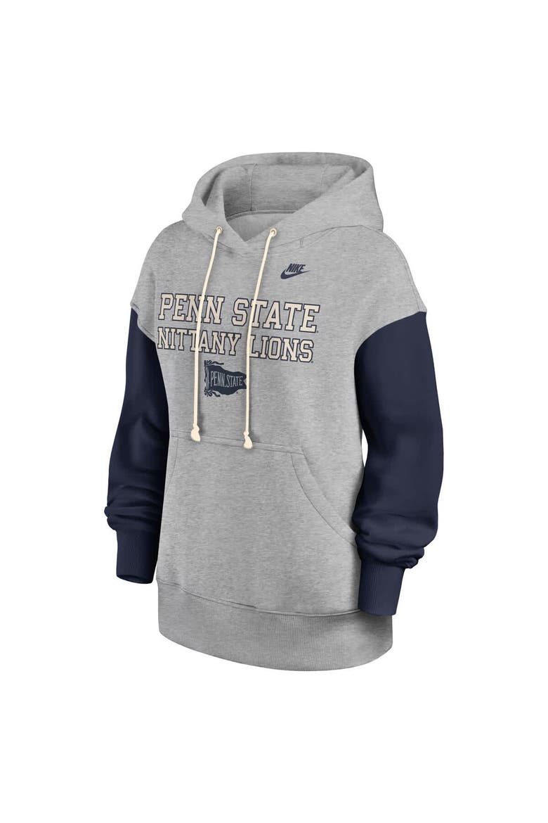 Women's Nike Heather Gray/Navy Penn State Nittany Lions Oversized Legacy Phoenix Pullover Hoodie, Alternate, color, Heather Gray