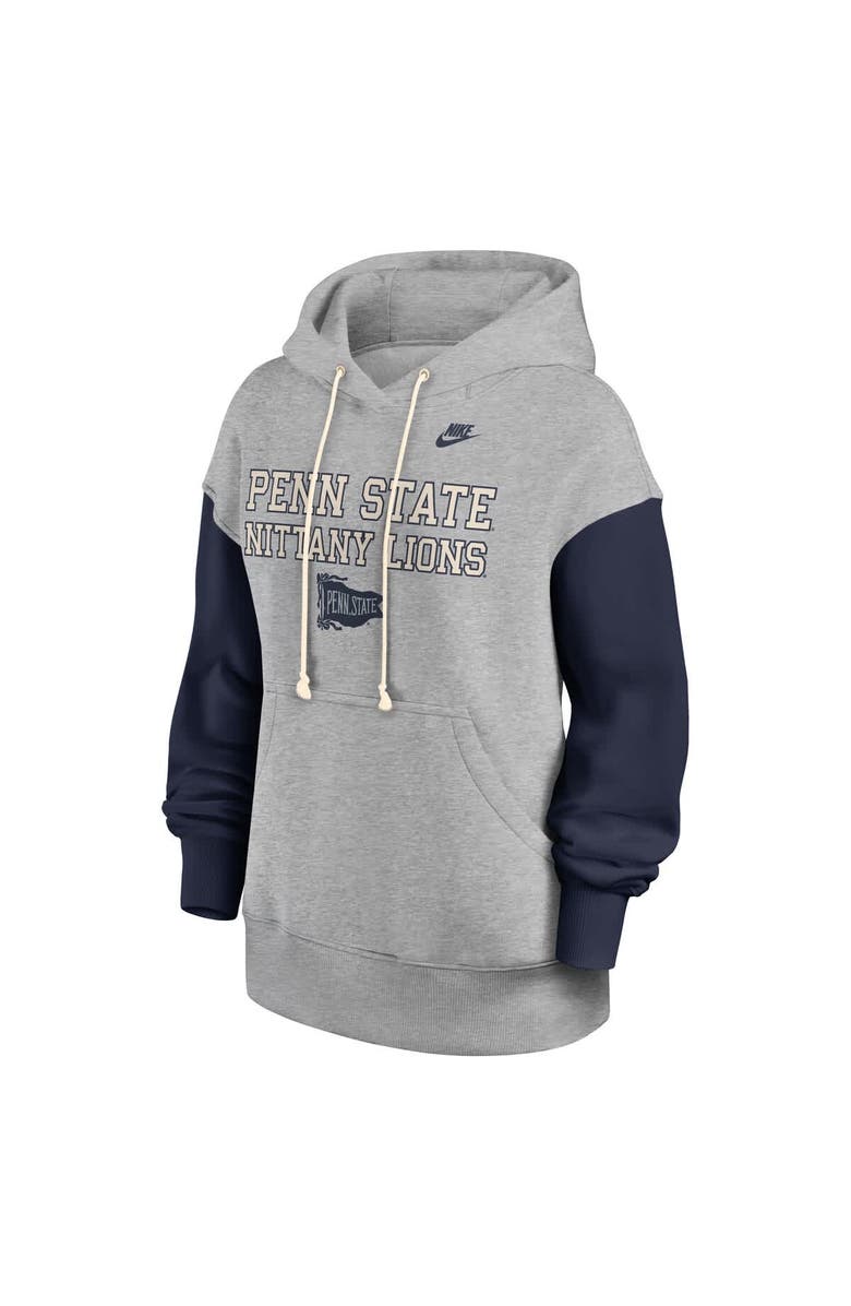 Nike Women's Nike Heather Gray/Navy Penn State Nittany Lions Oversized Legacy Phoenix Pullover Hoodie, Alternate, color, Heather Gray
