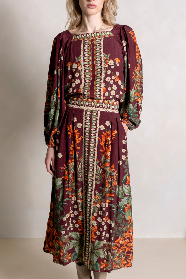 Harlow Skirt, Alternate, color, Burgundy Floral