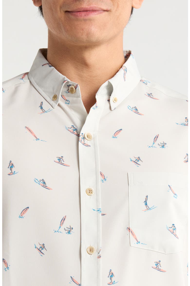 Surfs Up Short Sleeve Button-Down Shirt, Alternate, color, NATURAL