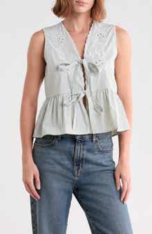 Embroidered Peplum Sleeveless Top
