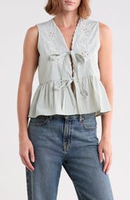 Forgotten Grace Embroidered Peplum Sleeveless Top