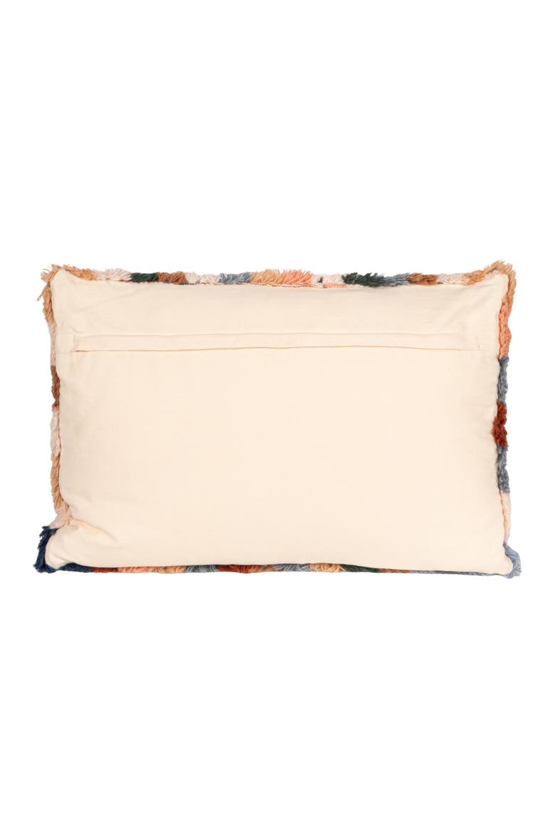 New Zealand Wool Tufted Checkered Lumbar Pillow with Cotton Back, Multicolor, Alternate, color, Multicolor