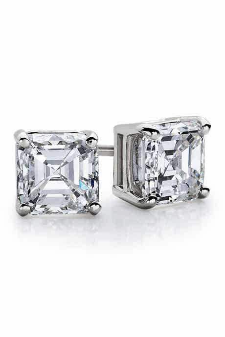 SUZY LEVIAN Sterling Silver Asscher-Cut Cubic Zirconia Stud Earrings