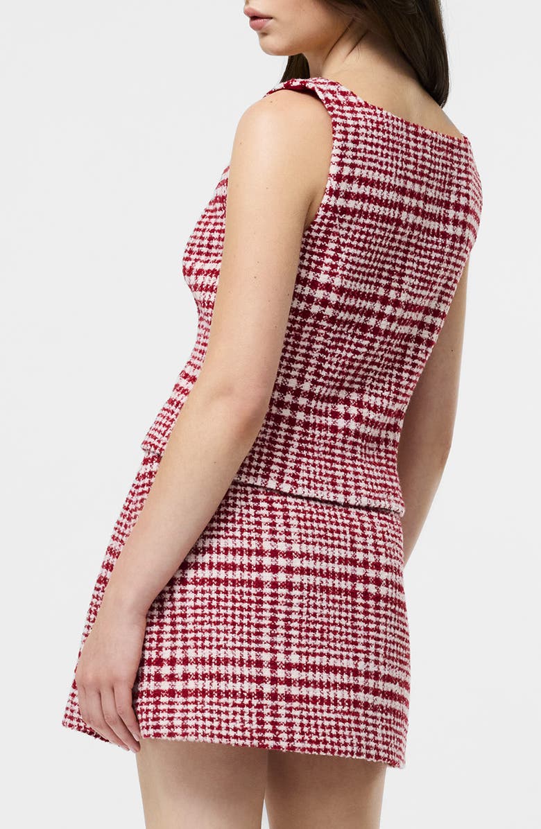 French Connection Houndstooth Check Button-Up Vest, Alternate, color, Scarlet Multi