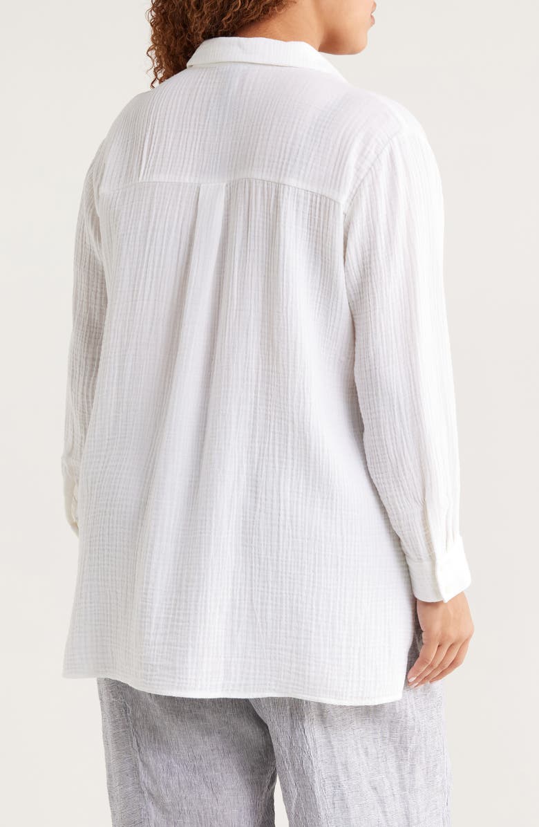 Eileen Fisher Classic Collar Easy Organic Cotton Button-Up Shirt, Alternate, color, White