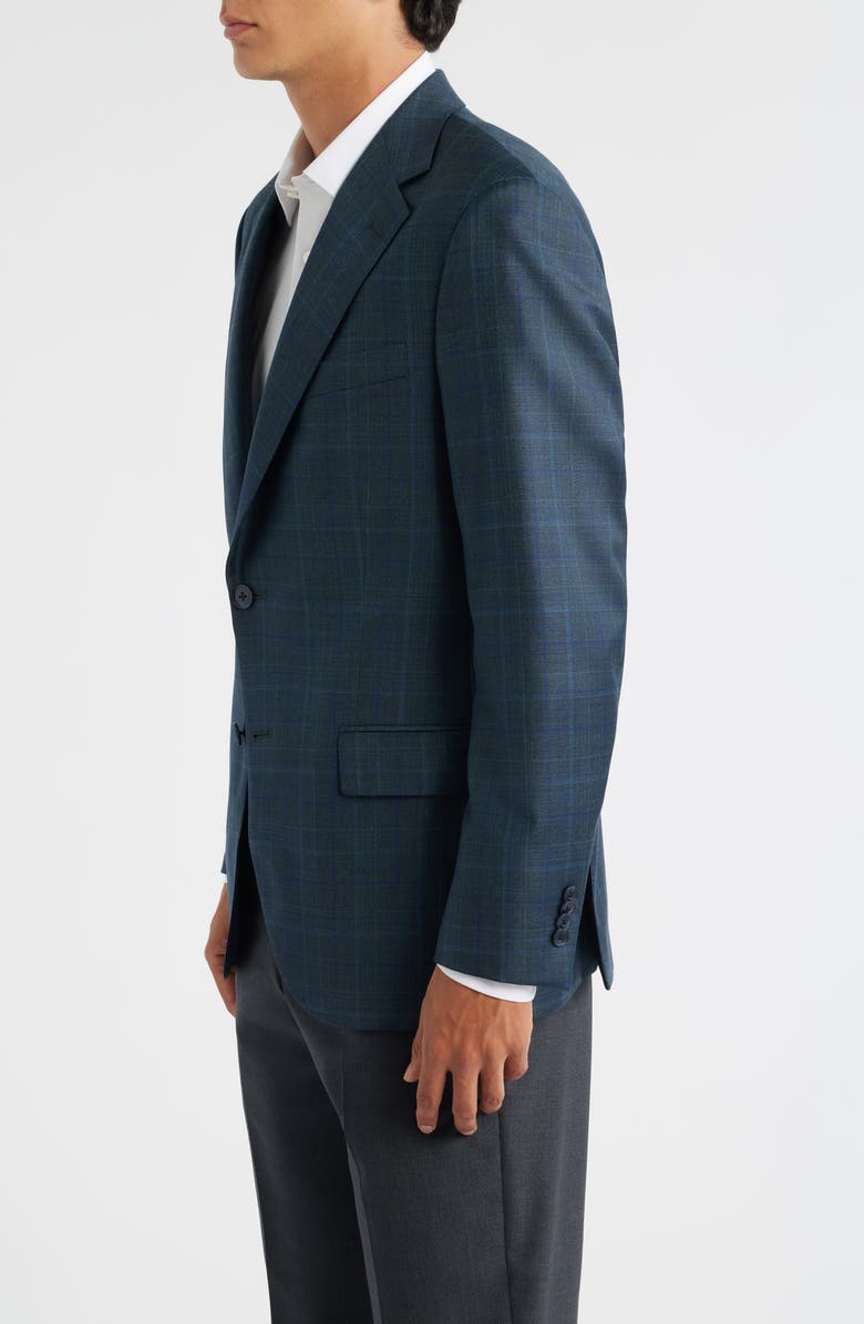 Peter Millar Hartford Classic Fit Green Plaid Wool Sport Coat, Alternate, color, Green