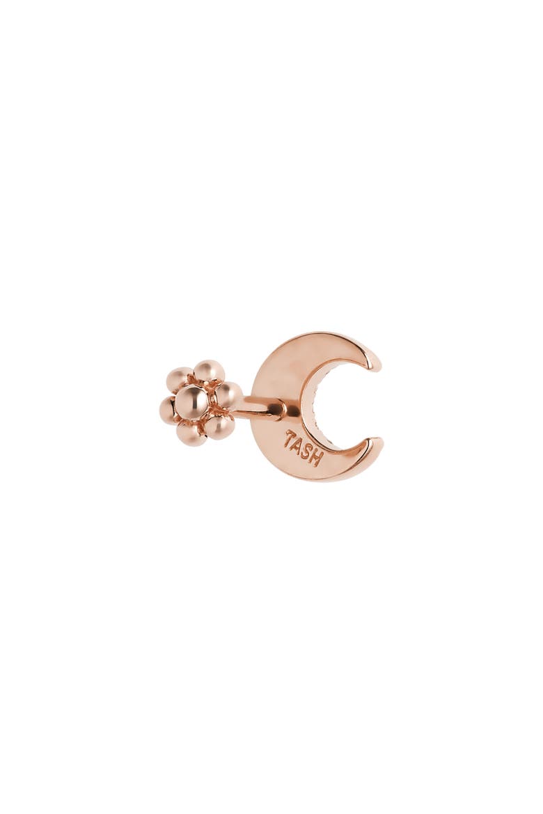 Diamond Moon Threaded Stud Earring, Alternate, color, ROSE GOLD