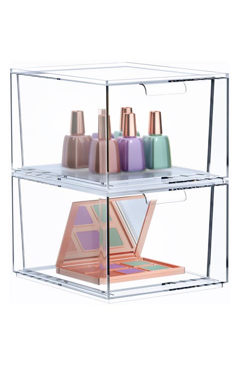 Set of 2 Clear Stackable Storage Bins