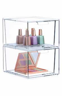 Set of 2 Clear Stackable Storage Bins
