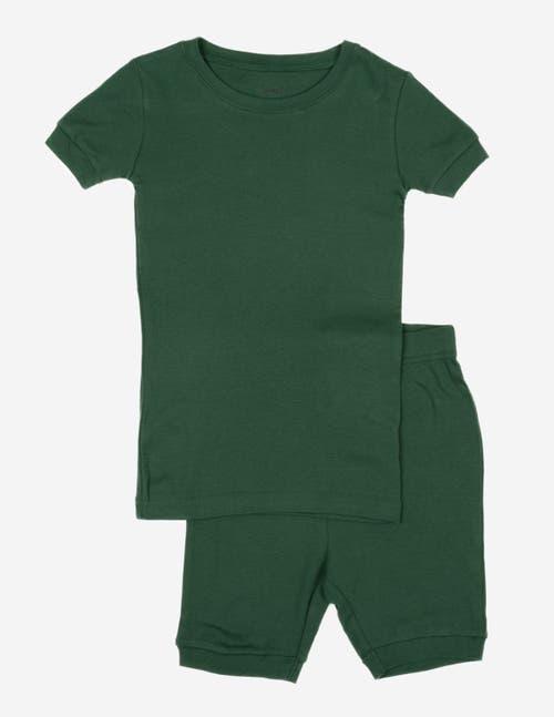 Leveret Kids Short Sleeve Cotton Solid Matching Family Pajamas In Green