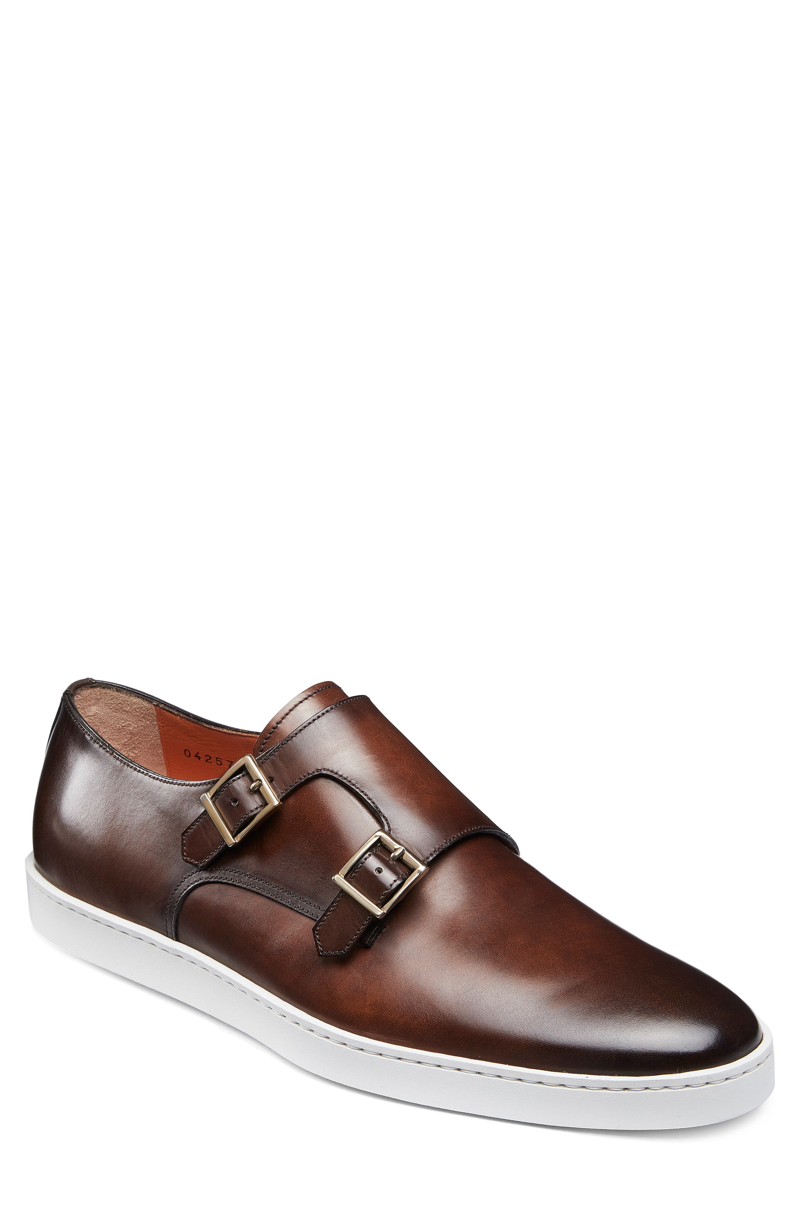 Freemont Double Monk Strap Shoe, Main, color, BROWN