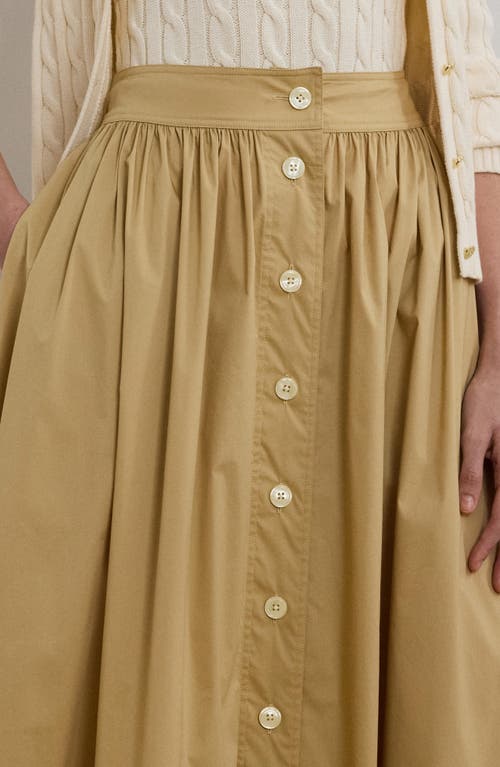 Ralph Lauren Button-front Cotton-blend Skirt In Sand Dune