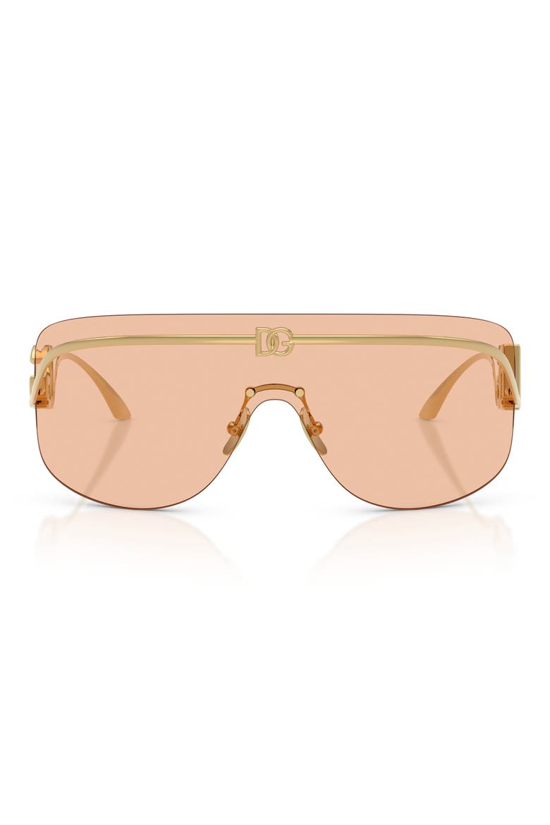 140mm Pillow Shield Sunglasses, Main, color, GOLD/ LIGHT BROWN