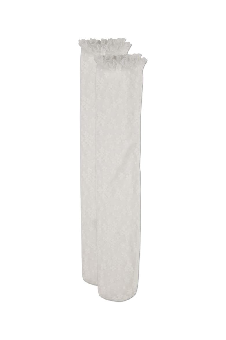 Floral Lace Mesh Knee High Sock, Alternate, color, White