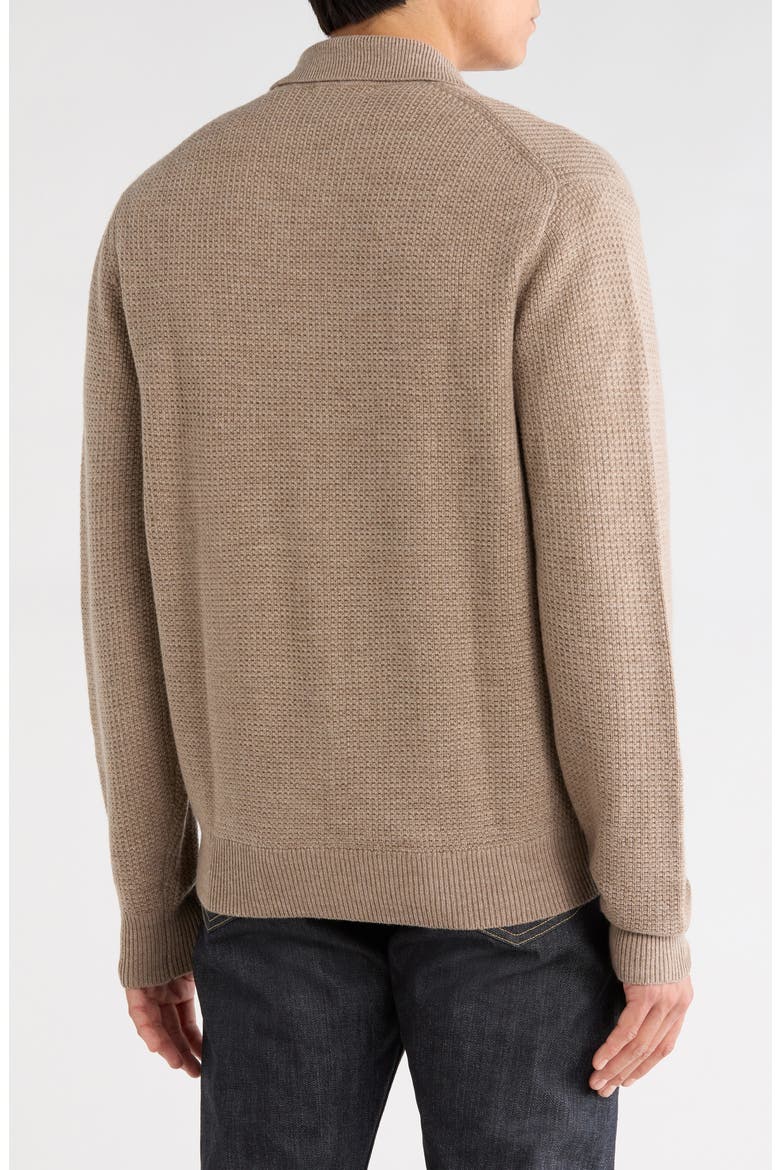 Merino Wool Collared Cardigan, Alternate, color, HEATHER BROWN
