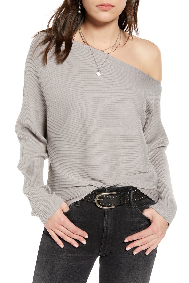 One-Shoulder Pullover, Main, color, GREY OPAL