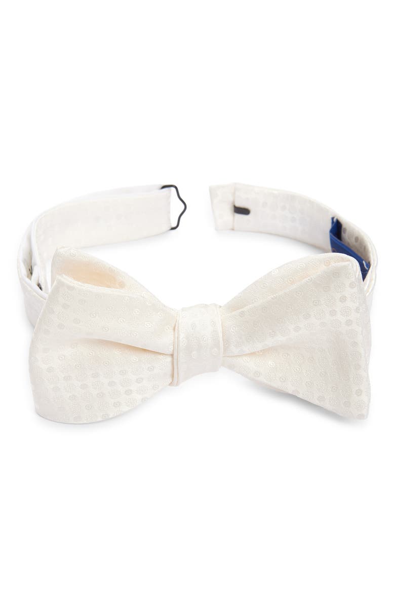 David Donahue Jacquard Silk Bow Tie, Main, color, White