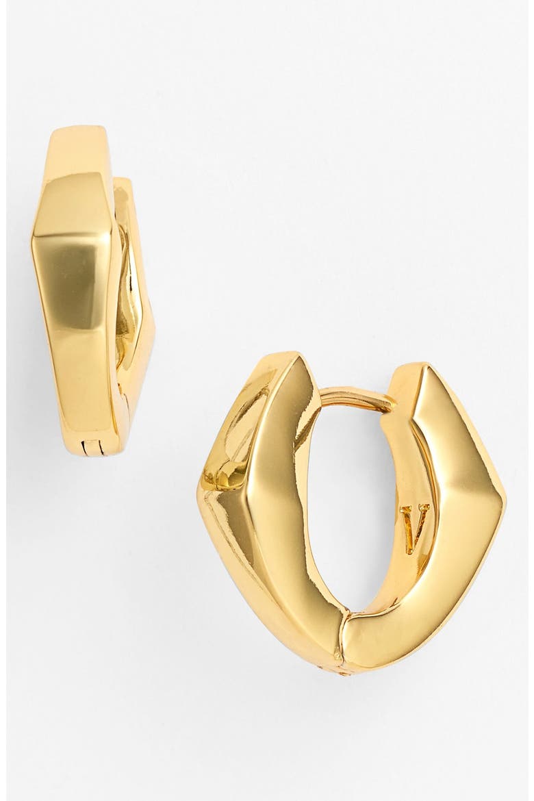 'Mayan Metals' Geometric Hoop Earrings, Main, color, GOLD