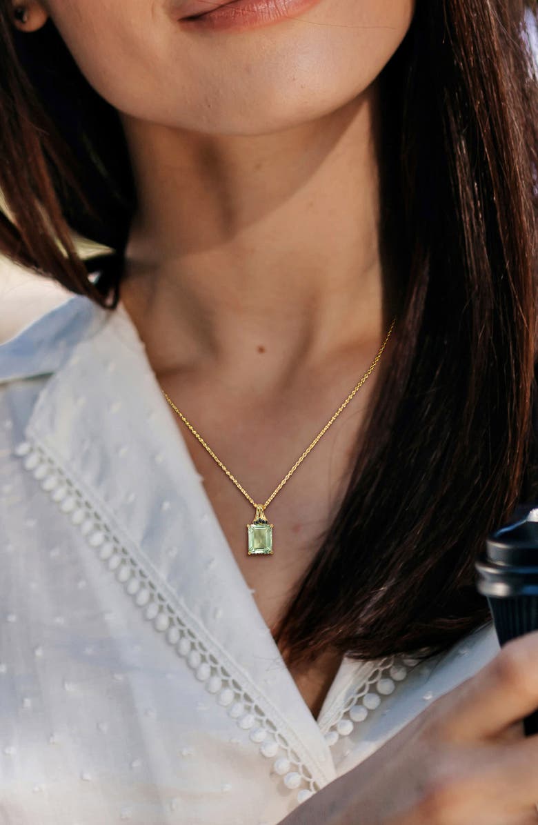 DELMAR Emerald-Cut Green Quartz Pendant Necklace, Alternate, color, Green
