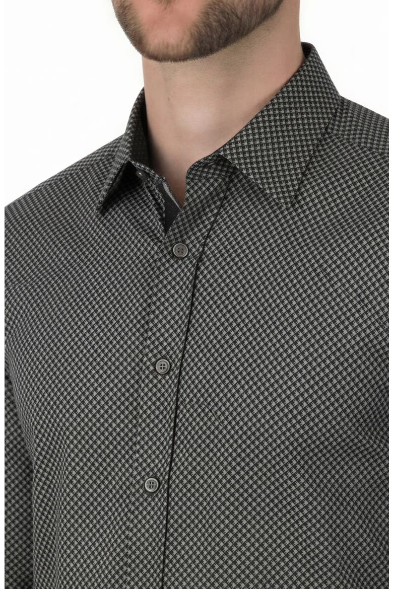 Regular Fit Geometric Print 4-Way-Stretch Button-Up Shirt, Alternate, color, GREY