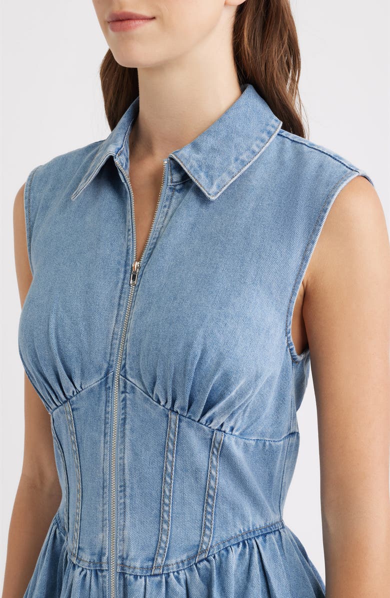 FREEMARKET Denim MIdi Dress, Alternate, color, Denim