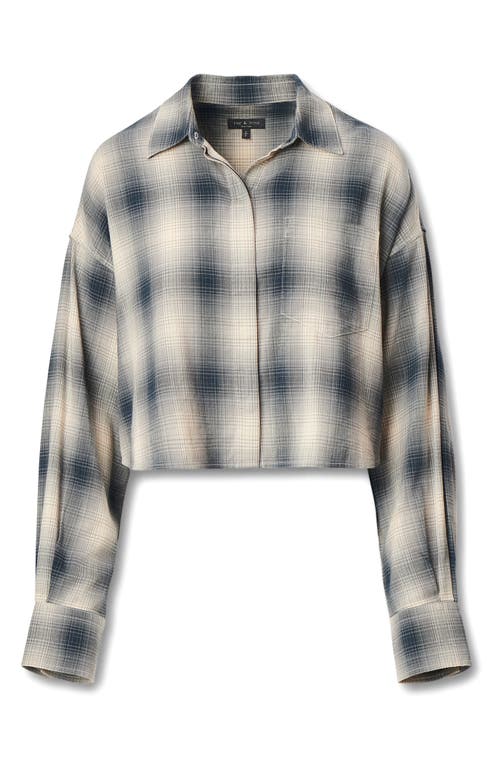 Rag & Bone Marin Plaid Crop Button-up Shirt In Blue