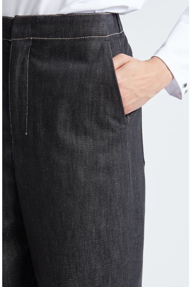 Omelia Wide Leg Cotton Trousers, Alternate, color, BLACK