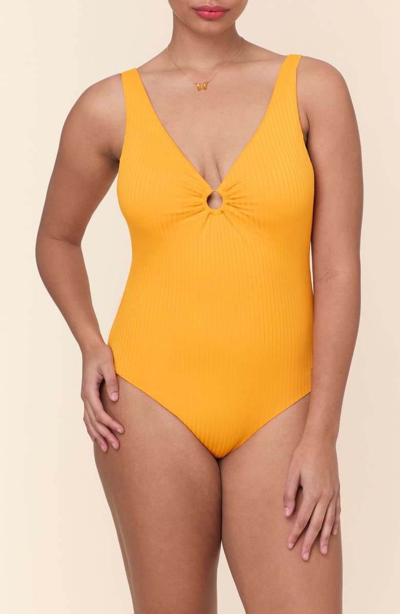 Andie The Bonita Ring One-Piece Swimsuit, Alternate, color, Tangerine