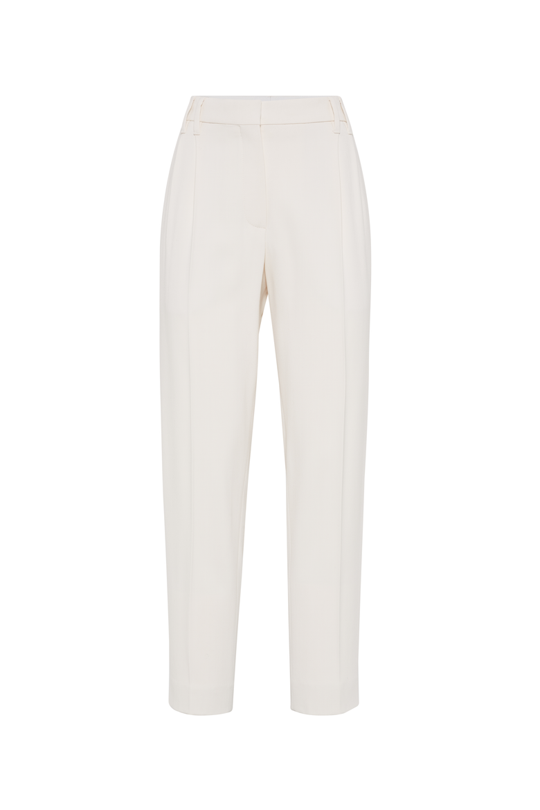 Comfort viscose couture twill slouchy trousers with monili, Main, color, Ivory