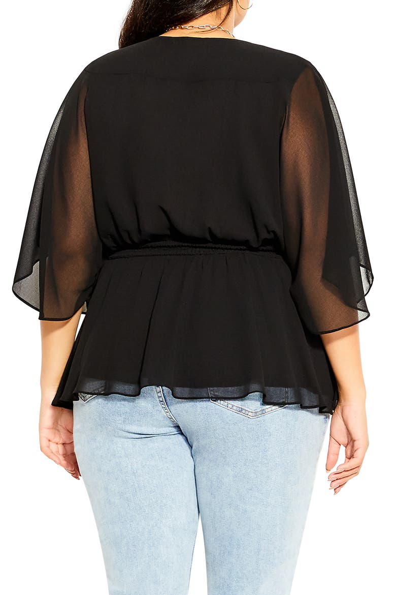 Elegant Wrap Top, Alternate, color, BLACK