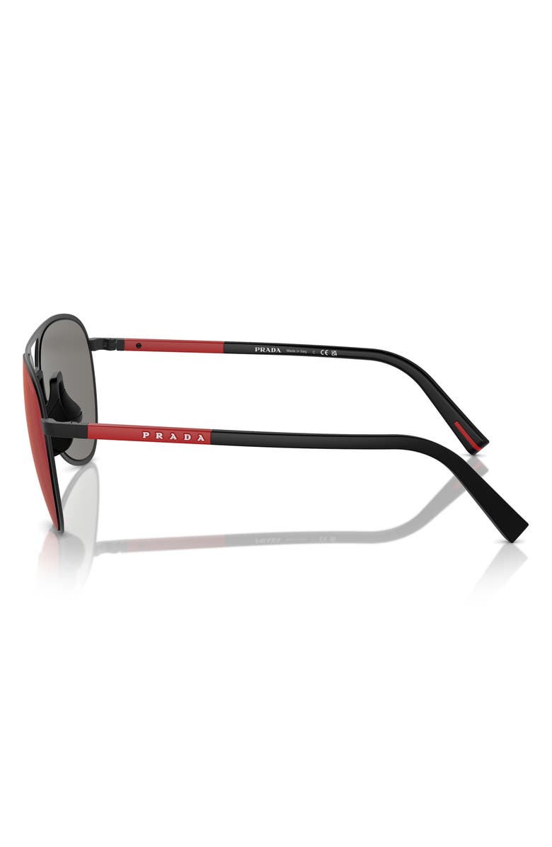 Prada Linea Rossa 59mm Pilot Sunglasses, Alternate, color, Black Rubber