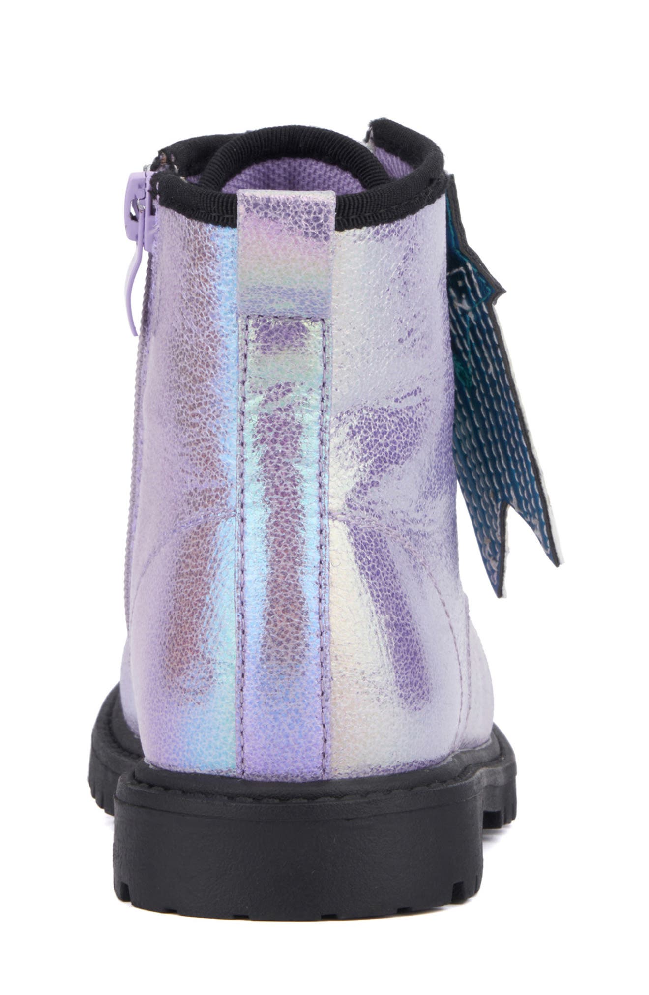 OLIVIA MILLER Kids' Crystal Sky Metallic Combat Boot, Alternate, color, Purple