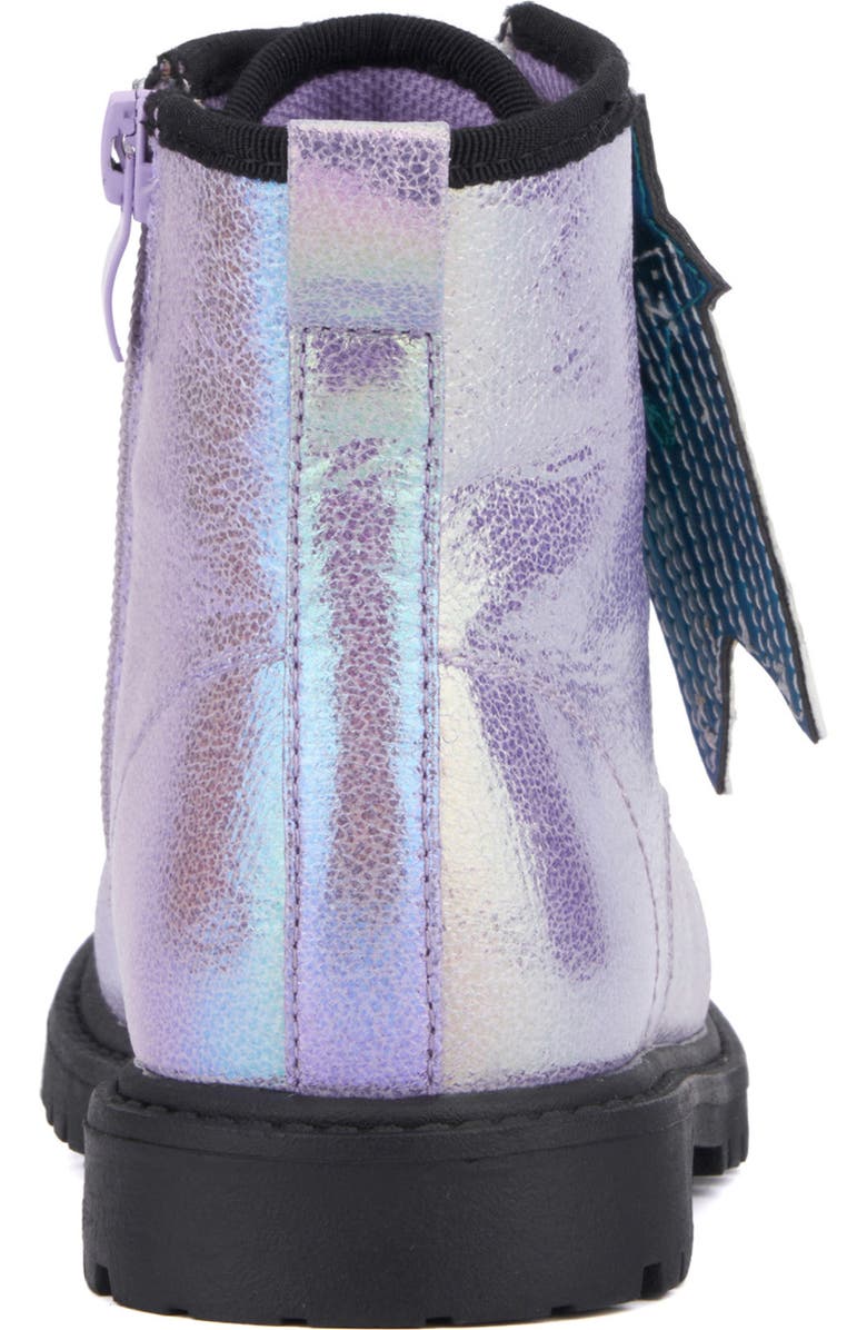 OLIVIA MILLER Kids' Crystal Sky Metallic Combat Boot, Alternate, color, Purple