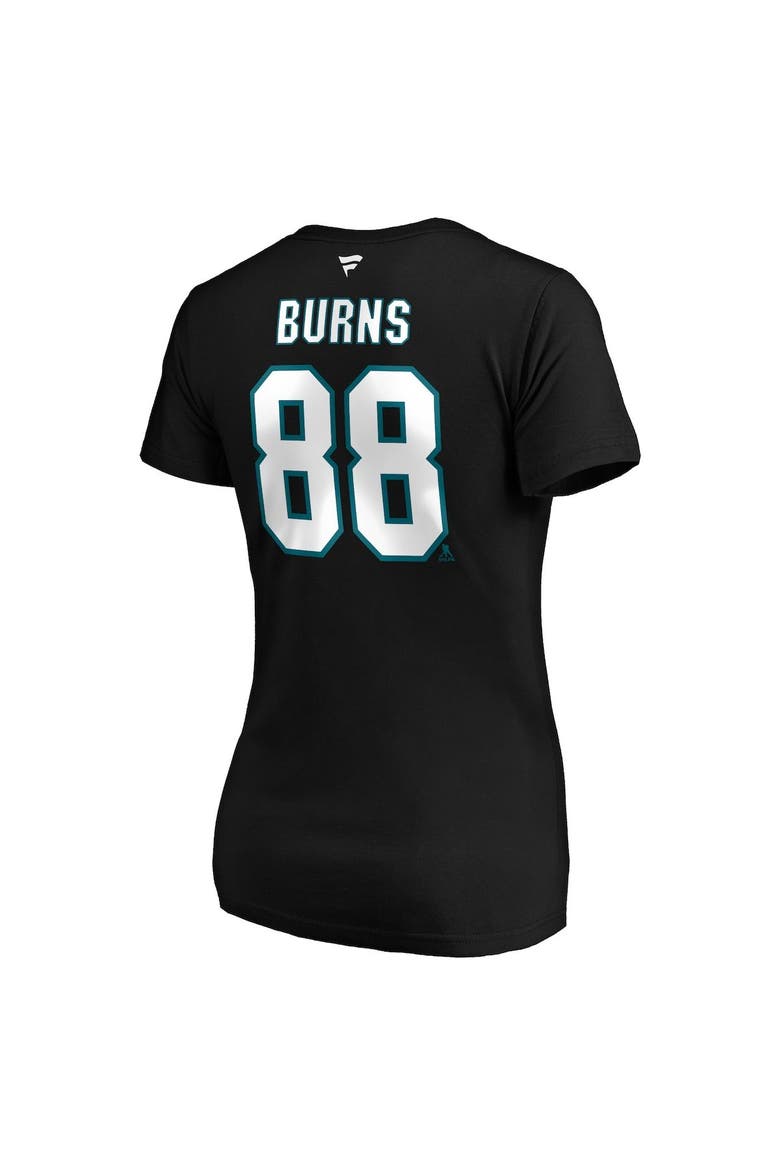 Women's Fanatics Branded Brent Burns Black San Jose Sharks Authentic Stack Name & Number V-Neck T-Shirt, Alternate, color, Black