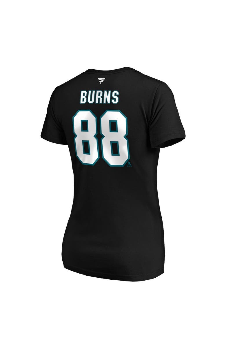 FANATICS Women's Fanatics Branded Brent Burns Black San Jose Sharks Authentic Stack Name & Number V-Neck T-Shirt, Alternate, color, 