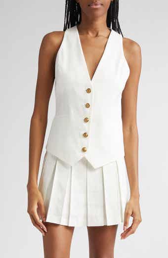 Alice + Olivia Mazie Deep V-Neck Linen Blend Vest