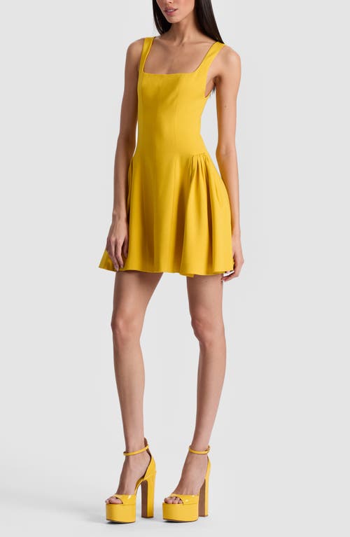 Alice And Olivia Vera Fit And Flare Mini Dress Golden Hour In Gold