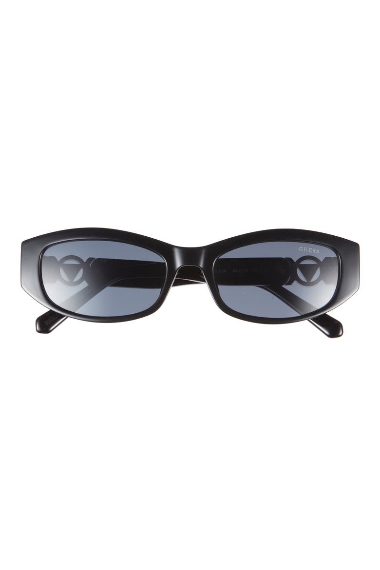 54mm Oval Sunglasses, Main, color, SHINY BLACK / SMOKE