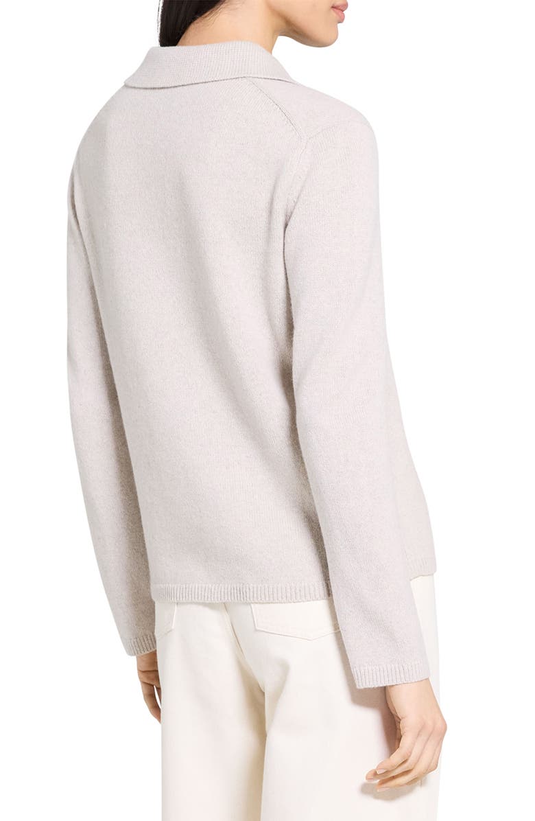 Theory Collar Cashmere & Wool Rib Cardigan, Alternate, color, Light Grey
